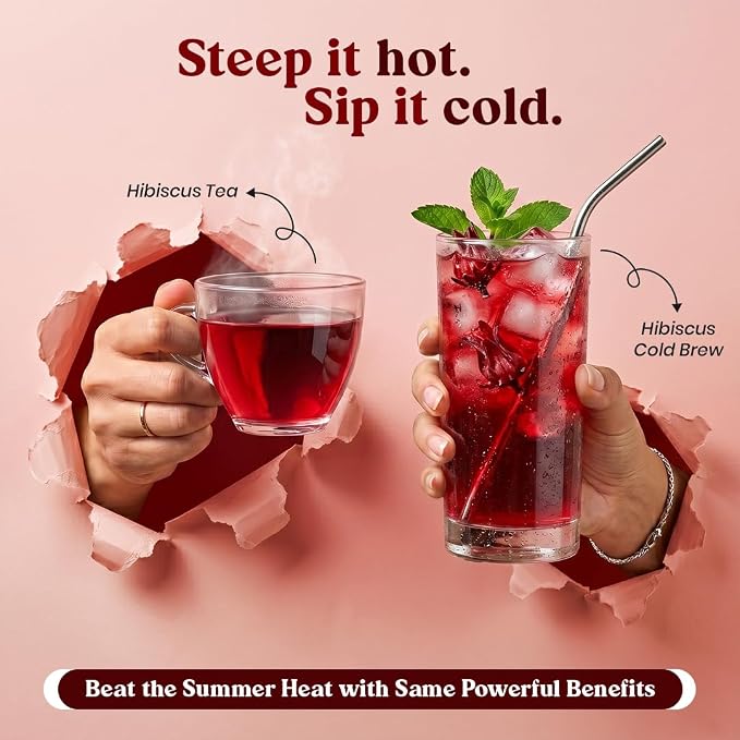 BLUE TEA - Hibiscus Tea - 1.76 Oz (80+ Cups) Loose | SKIN GLOW ENHANCING TEA | Herbal Tea - Flower Based - Non-Bitter - Caffeine Free - Tangy Flavour - Vitamin-C Rich | Pet Jar Pack