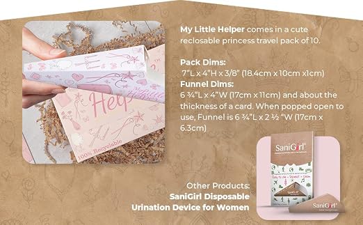 SaniGirl Disposable Sanitary Pee Funnels | Girls Neatly Stand to Pee | Women Girls Toddler Urinal | Combo Pack Two Sizes Female Urination Device | Girls Travel Potty My Little Helper (20 Count)
