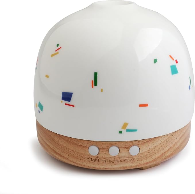 Essential Ceramic Diffuser Round Aroma Diffuser Night Light Captivating Vintage Chinese Marketplace- Nano Water Mist Humidifier Luxurious Style and 300ml Unparalleled Design