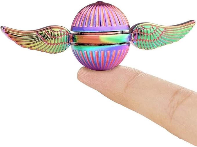 Rainbow Fidget Sphere Spinner Metal for Kids Adults, EDC Desk Toy Wings Finger Hand Spinner Spinning Toys Christmas Birthday Gifts for Boys Girls Stress Relief Anti-Anxiety Novelty Prize
