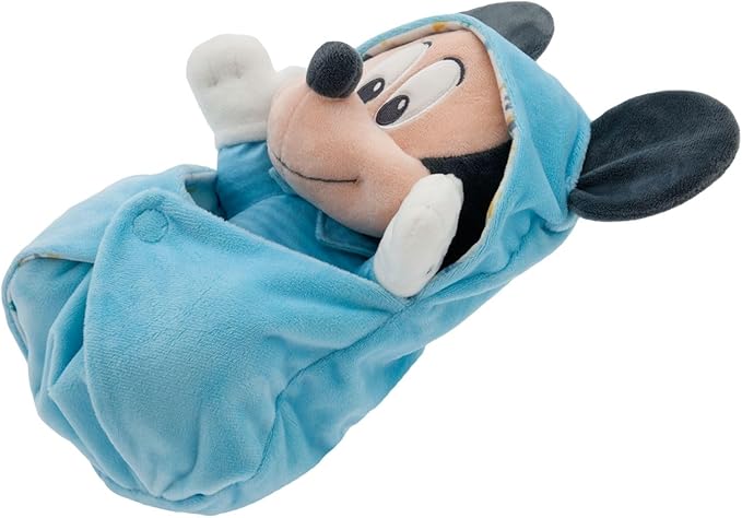 DISNEY STORE Unisex-Children Babies Collection: Mickey Mouse Plush in Swaddle with Detailed Plush Features - Official Soft Toy - Stuffed Animals for Babies - Perfect for Fans & Kids
