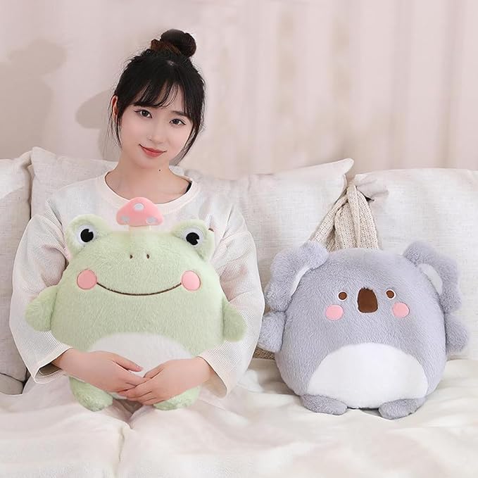 Frog Plush Pillow, Cute Frog Stuffed Animal Plush Toy Throw Pillow Kawaii Plushies Gift for Kids Girls Adults Valentines Birthdays