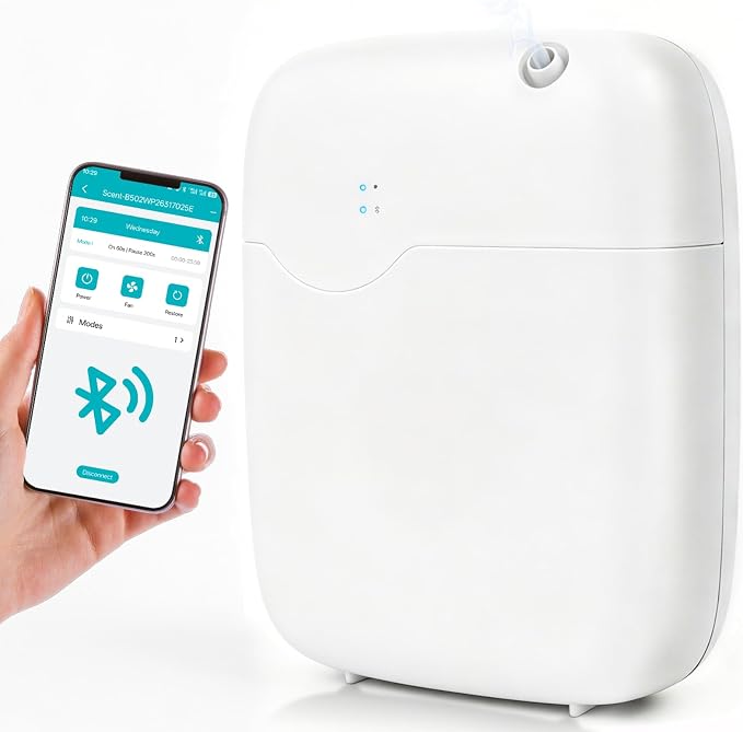 Scent Air Machine for Home, Bluetooth Smart Cold Air Scent Machine with 400ml Oil Bottle, 2000 Sq.Ft Coverage Aromatherapy Diffusers for Large Room Home Hotel Office Spa with App Control (White)