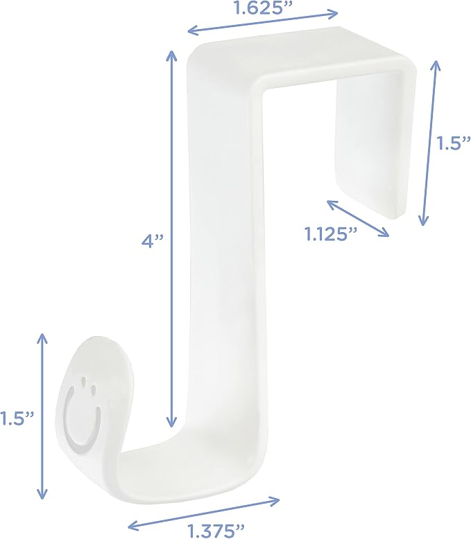 Ubbi Multi-Use Potty and Utility Hook, No Hardware Or Installation Needed, Durable and Sturdy to Hang Over Toilet Tank Or Door, Polypropylene, White (Pack of 2)