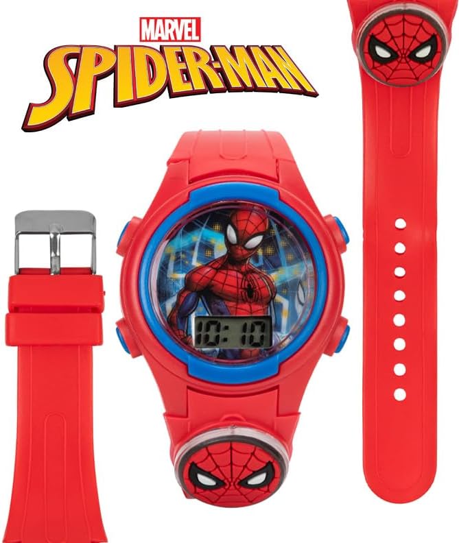 Marvel Spider-Man Kids Watches – Digital Display, Interactive Features, Adjustable Strap, Vibrant Spider-Man Graphics, Durable for Active Kids