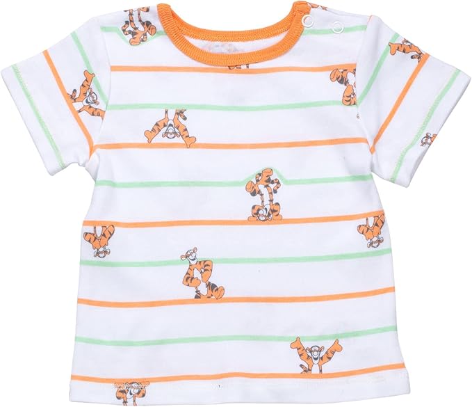 Disney Winnie the Pooh Baby Short Overalls, T-Shirt & Hat 3 Piece Outfit Set Newborn to Infant Sizes (0-24 Months)