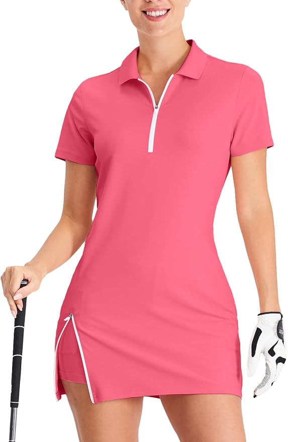 Hiverlay Tennis Dress Golf Dresses for Women with Built in Shorts | Polo Dress, Golf Outfit, 2 Pockets, UPF 50+ Pickball Hiking Workout Active Athletic Dresses,Summer Gym