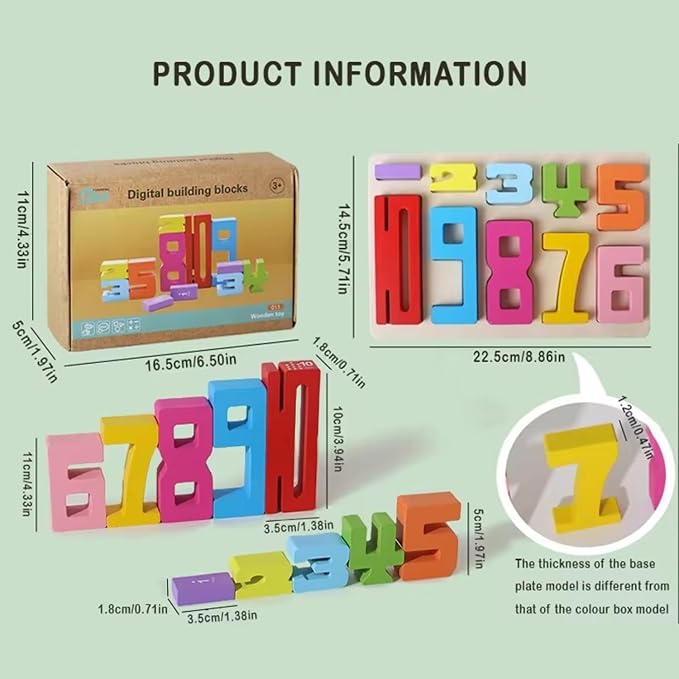 Wooden Number Building Blocks, 1-10 Digital Building Blocks for Kids 3+, Math Learning Tools Digital Blocks Toys, Stacking Blocks Balance Game Toy, Educational Toy Gift for Boys Girls