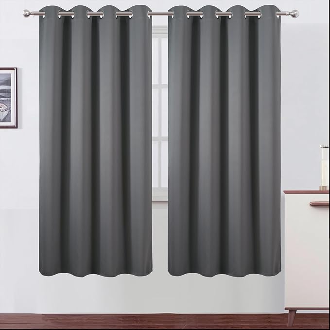 LEMOMO Blackout Curtains 66 x 72 Inch Long Frost Grey Curtains Set of 2 Panels Room Darkening Curtains for Bedroom and Living Room