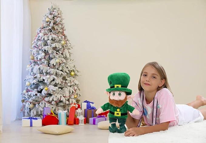 Leprechaun Plush Doll Toy for Kids, St Patricks Day Decorations, 16 Inches