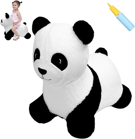 INPANY Bouncy Horse, Panda Hopper Toys, Toddler Plush Bouncing Animal, Kid Inflatable Ride on Rubber Bouncer, Outdoor Cool Birthday Gift for 2 3 4 Yr Boy Girl