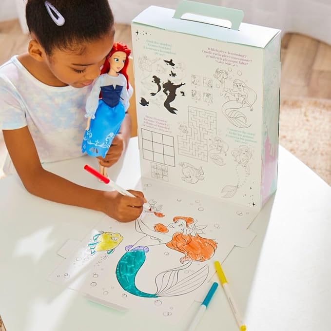 Disney Store Girl's Princess Story Doll (Ariel from The Little Mermaid) 11 Inches, Includes Coloring Book and Additional Dress, Princess Doll in Classic Outfit, Princess Toys