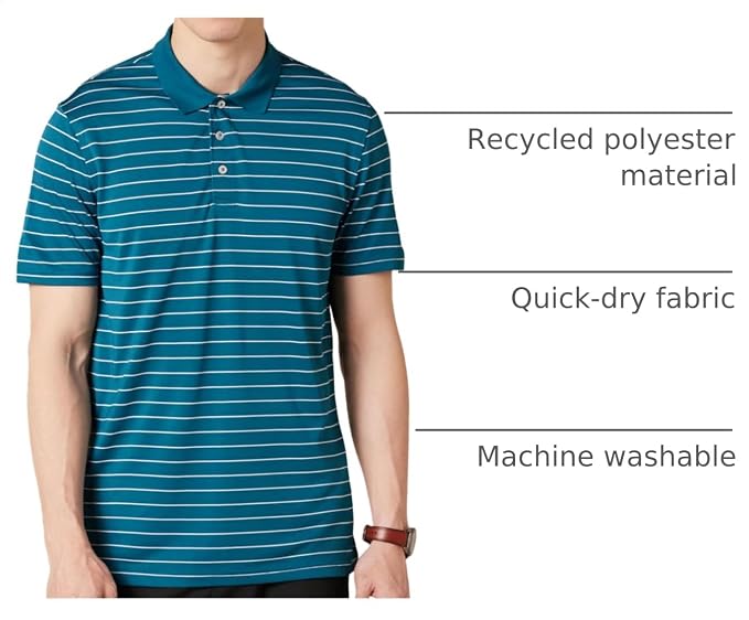 Amazon Essentials Men's Moisture Wicking Golf Polo Shirt, Short Sleeve, Slim-Fit, Quick-Dry, Active Wear