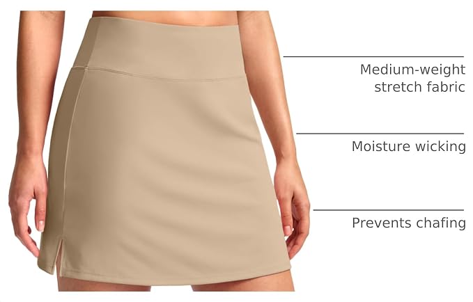 16" Skorts with 2 Pockets | Side Slits, High Waisted, A Line, Casual, Pickleball, Athletic, Golf, Tennis Skirt, for Women