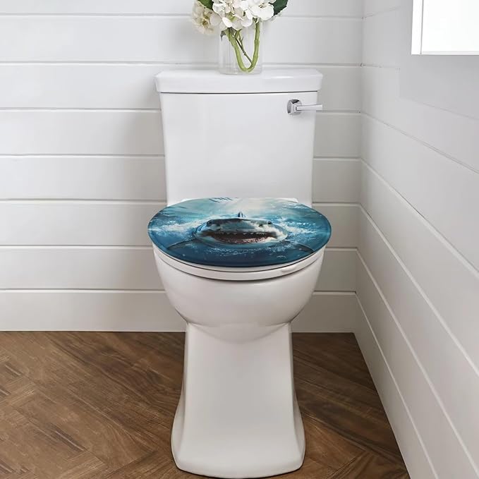 Ocean Toilet Cover Seat Shark Oblong Toilet Seat Cover Fuzzy Toilet Seat Cover Soft Toilet Seat Cover Bathroom Decoration