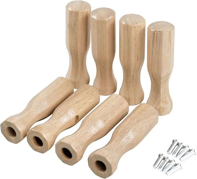Soccer Table Handles, 5/8 inch Wooden Foosball Handle Grip, 8 Pack