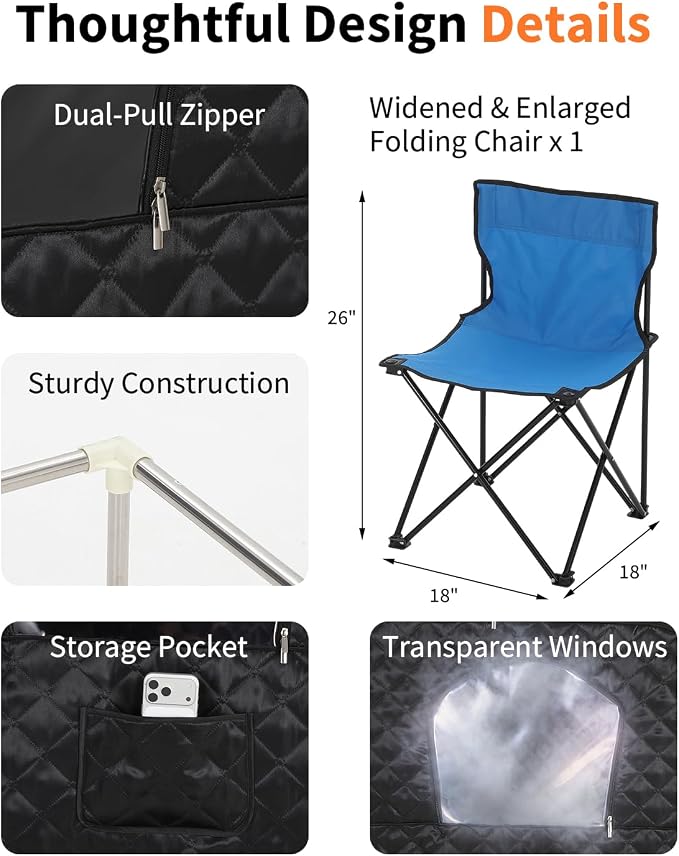 Garvee Infrared Sauna, Portable Sauna for Home with 3L 1200W Steamer, Folding Chair, Remote Control, 9 Temp Levels & 99 Min Timer, 32" x 32" x 71", Black