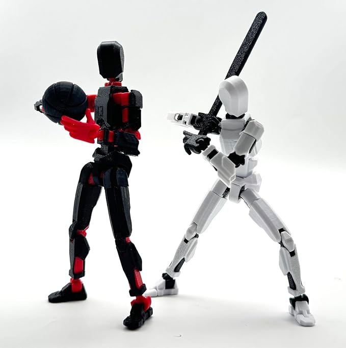 3D Printed 5.54-inch Multi-Jointed Action Figures Dummy13, Full Body Mechanical Movable Toy, Multiple Accessories, Hand Painted Figure, Desk Decoration, Creative Gifts (Sport-set2)