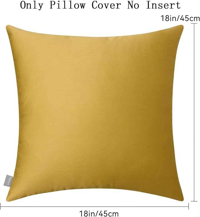 Thmyo 4-Pack 100% Cotton Comfortable Solid Decorative Throw Pillow Case Square Cushion Cover Pillowcase Sublimation Blank Pillow Covers DIY Throw Pillowcase(18x18 inch/45x45cm,Mustard Yellow)