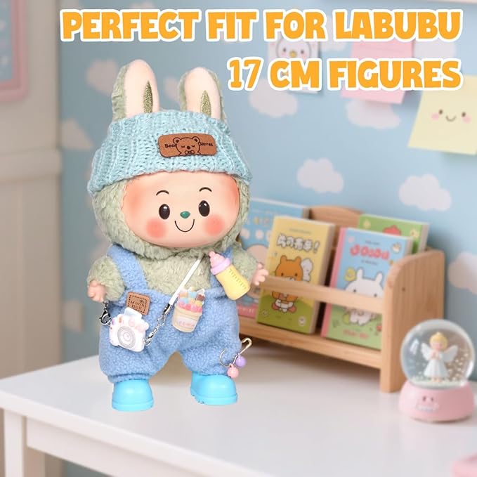 AICase for 17cm Doll Clothes/Outfit,Clothing Set for 17cm Doll,3 Piece Set Hat Clothing,Boys and Girls Stylish Adorable Clothes Accessories_Blue-15