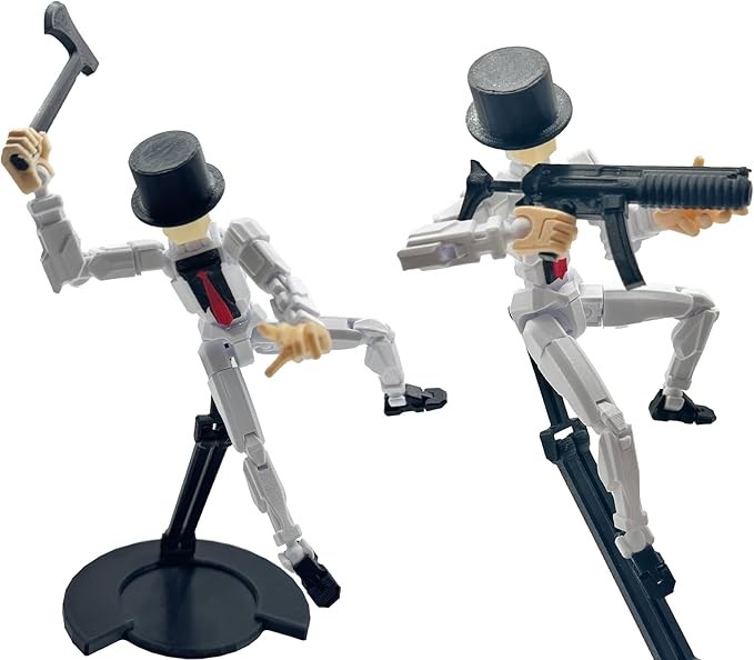 3D Printed 8.13-inch Action Figure Dummy-Mici20, Full Body Mechanical Movable Toy, Multiple Accessories, Desk Decoration (3 HandsType, Bracket, Weapons, Armour) (White)