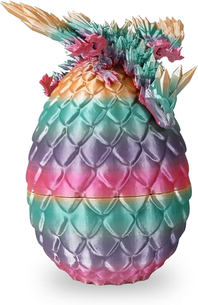 Pigmiss 3D Printed Dragon Eggs with Dragon Inside, Fidget Toy for Adults, Full Articulated Crystal Easter Eggs Decoration Gift (Rose-Winged Multicolor)