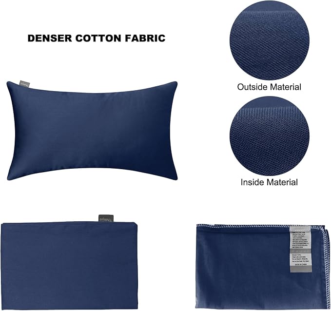 Thmyo 4-Pack 100% Cotton Lumbar Comfortable Solid Decorative Throw Pillow Case Rectangle Cushion Cover Sublimation Blank Pillow Covers Christmas DIY Throw Pillowcase(12x20inch/30x50cm,Midnight Blue)