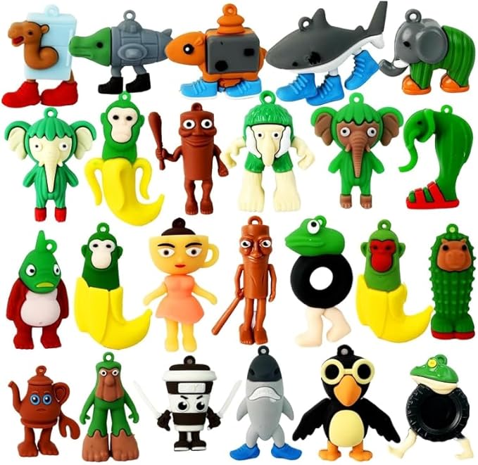 24PCS Italian Brainrot Toys, Tralalero Tralala and Tung Tung Tung Sahur Action Figure, Brainrot Meme Shark Toys Animal Figurine Gift Set for Fans