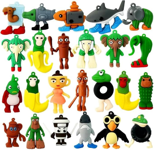 24PCS Italian Brainrot Toys, Tralalero Tralala and Tung Tung Tung Sahur Action Figure, Brainrot Meme Shark Toys Animal Figurine Gift Set for Fans