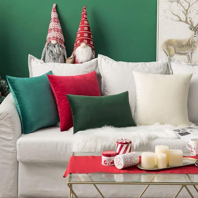 MIULEE Velvet Throw Pillow Covers 20x20 Inch Pack of 2 Red | Soft Solid Decorative Pillow Covers, Modern Luxury Home Decor, for Couch Chair Sofa Bedroom Livingroom
