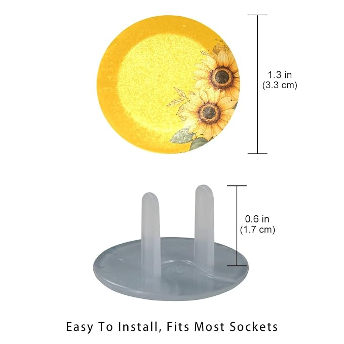Outlet Covers (12 Pack)- Yellow Sunflower (2) Outlet Plug Covers - Baby Safety Child Proof