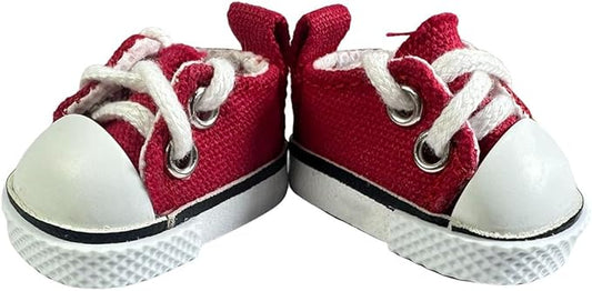 17cm Dolls Shoes, Lace-Up Canvas Sneakers Mini Shoes for 17cm Dolls, Fingerboard Shoes, Mini Finger Shoes, Clothing Accessory for 6.7in Dolls (1 Pair of Red)