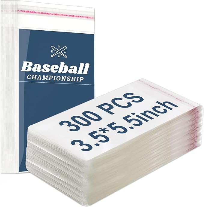 Lewtemi 300 Pcs Graded Card Sleeves Resealable Team Bags for Trading Cards Baseball Sports Slabs Holders Plastic Collectible Slabs Protection,3.5" x 5.5"