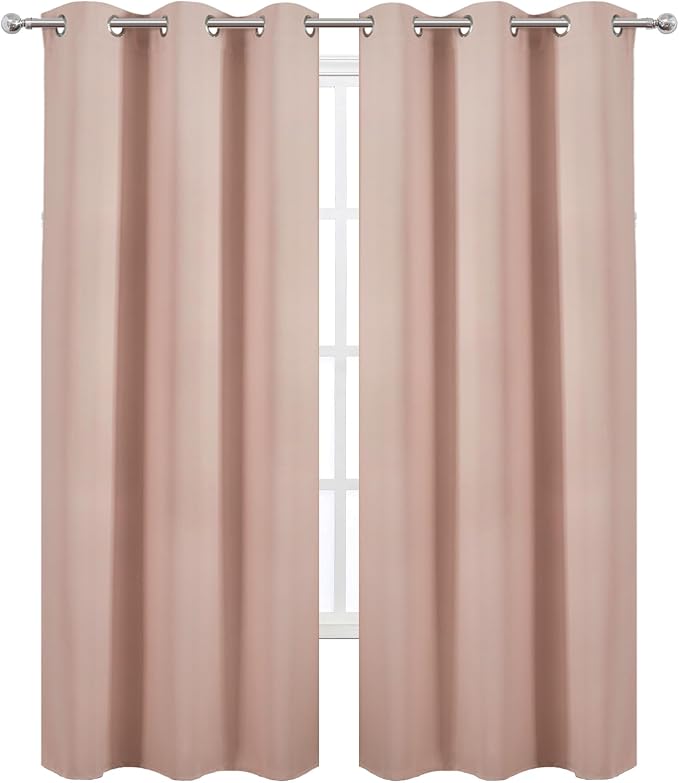 LEMOMO Blush Thermal Blackout Curtains/42 x 95 Inch/Set of 2 Panels Room Darkening Curtains for Bedroom