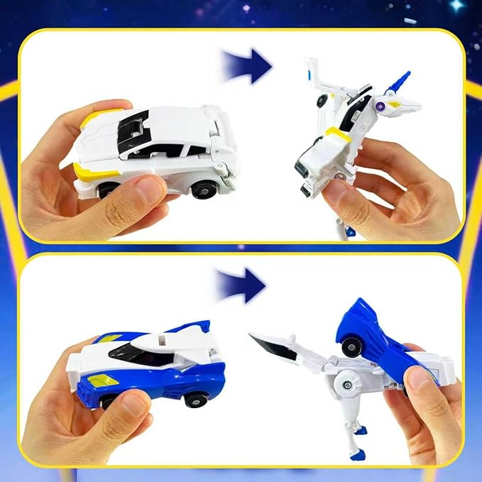 Collision Transforming Unicorn Car Toy – 2 Magnetic Cars Crash & Transform into Unicorn Robot Toys – Fun Gift for Boys & Girls, Birthday & Christmas