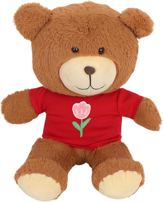 Plush Teddy Bear Clothing Set, Red T-Shirts, Cotton, Basic Style, Easy Put-On Design, 8 Pack
