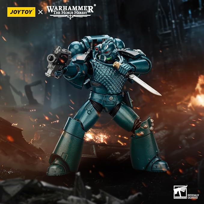 JOYTOY Warhammer The Horus Heresy Alpha Legion Headhunter with Banestrike Combi-Bolter and Power Dagger - 1:18 Scale 4.72in Action Figure Mecha Joy Toy Collection Model