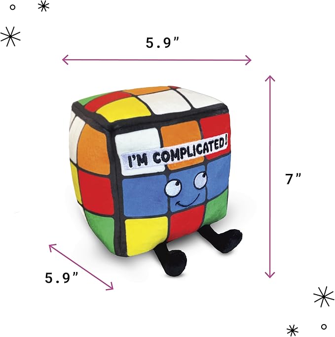 Cube Plushie - I'm Complicated Funny Cube Plush, Gift for Puzzle Lovers, Sassy Plush Toy for Gifting