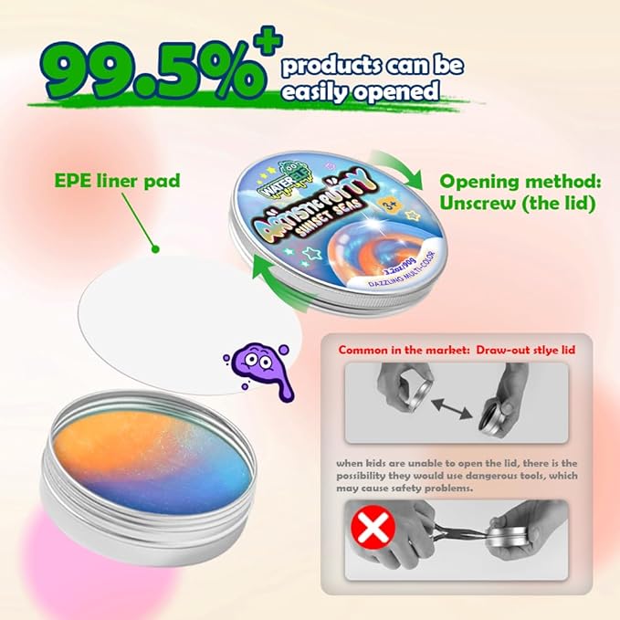 WATERELF Sensory Putty for Kids, Fidget Stress Relief Play Putty for Boys Girls Adults, Non-Sticky Therapy Toys - 3.11 Inch 3.2 Oz - P010-Blue/Purple
