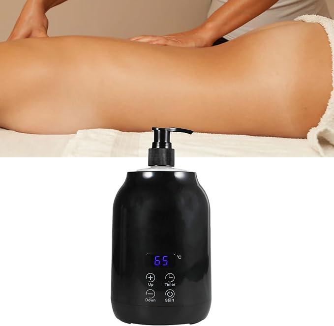 Massage Oil Warmer with LED Display Touch Control, 30 to 65℃ Temperature Adjustable, Electric Heater for Fast Heating Body Lotion Lube Gel Cream for Home Beauty SPA Salon
