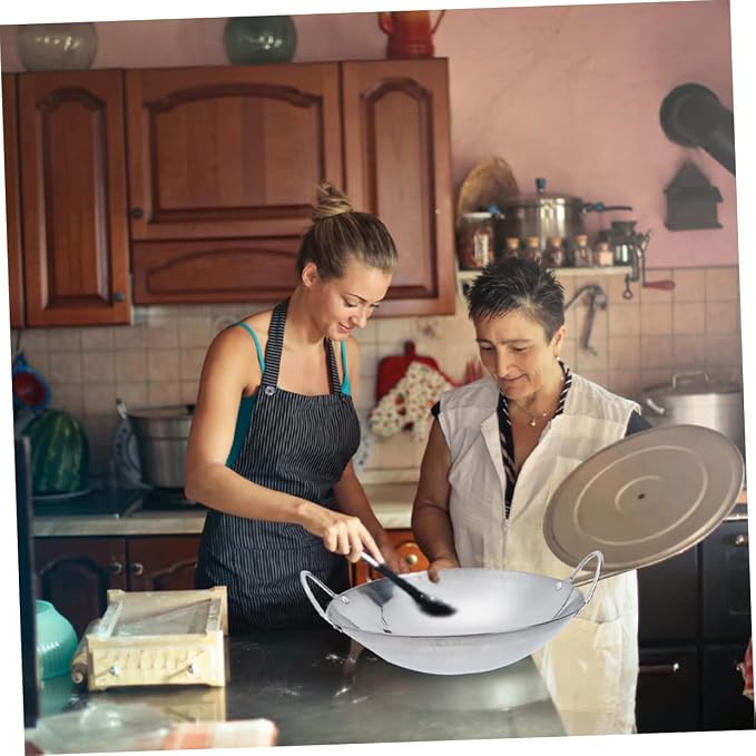 Angoily Stainless Steel Griddle Non Stick Stir Fry Pan Cooking Pan Steaming Pot Saute Pan Asian Wok Steel Wok Frying Pan Hot Pot Oven Stainless Wok Cooking Pot Metal South Korea Work Mini