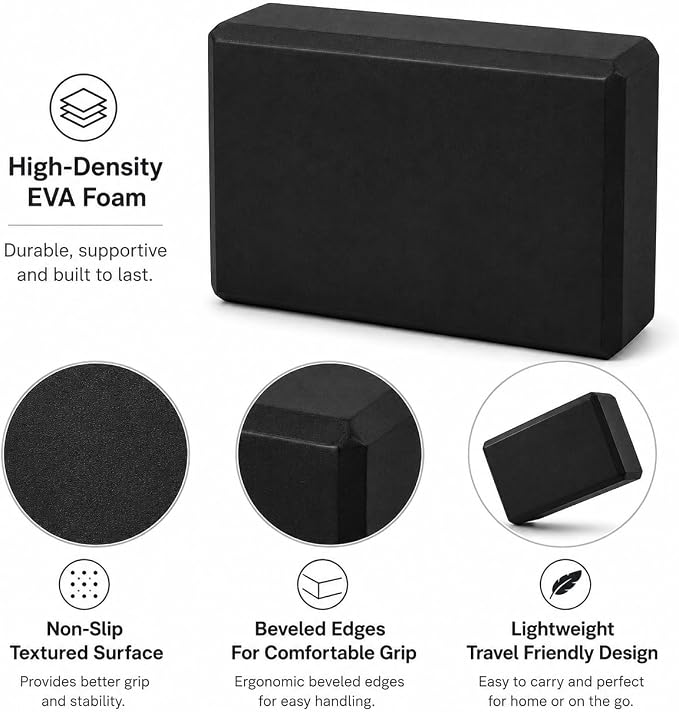 EXERZ Yoga Blocks 2 pack, Gym Blocks, Exercise Workout Fitness Bricks, Pilates Stretch Handstand Non-Slip