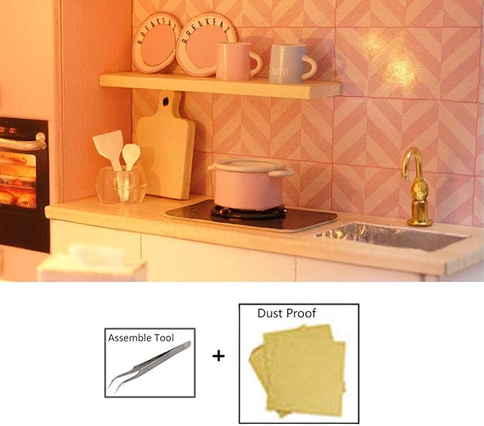 MAGQOO Dollhouse Miniature with Furniture, DIY Dollhouse Kit Plus Dust Proof 1:24 Scale Creative Room Idea(Tranquil Life)