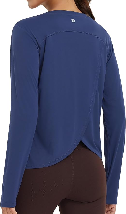 baleaf Women's Long Sleeve Workout Tops Running Sun Shirts Split Back | UPF 50+, Quick Dry, Lightweight, Breathable, Moisture-wicking, SPF, UV, for Athletic, Gym, Hiking, Tennis, Outdoor
