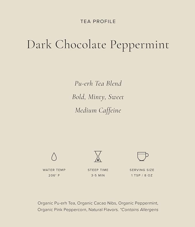 Art of Tea Dark Chocolate Peppermint Pu-erh Tea Bags, 50 Count Premium Caffeinated Black Tea, Rich Chocolate & Refreshing Mint Flavor, Gourmet Dessert Tea, Smooth Earthy Pu Erh Blend