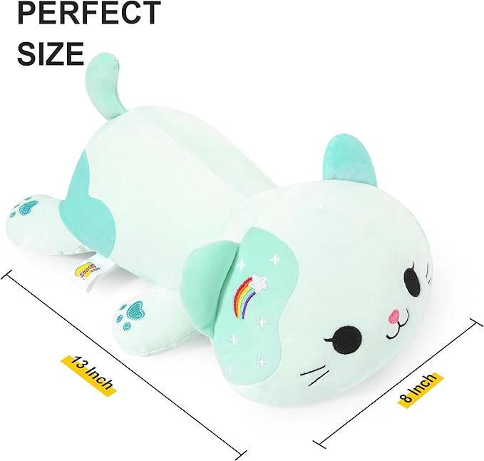 Onsoyours Original Rainbow Cat Plush 13 Inch Kitty Plushies Toy Kitten Stuffed Animal Soft Pillow Kawaii Plushie Gift for Kids & Adults (Rainbow Cat, 13")