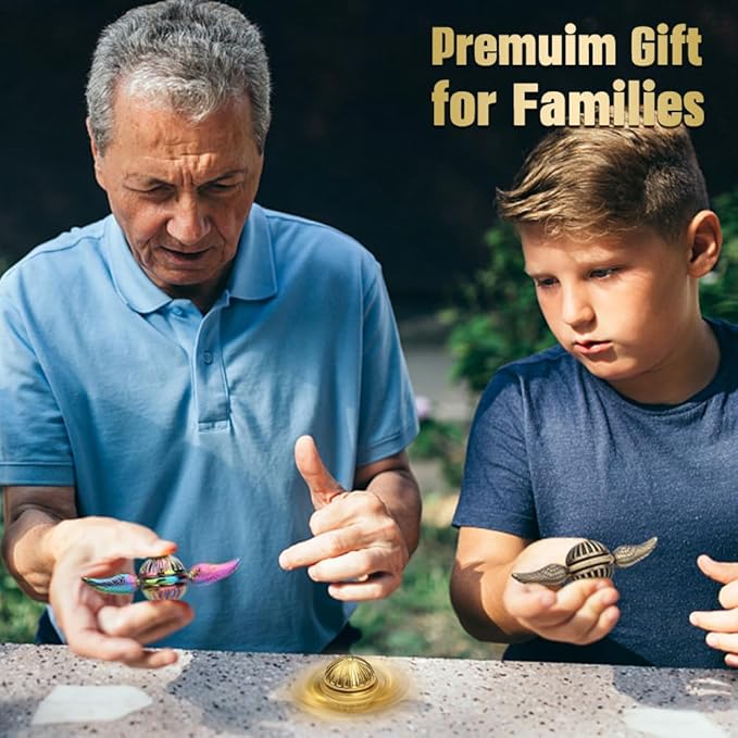 Cool Fidget Spinner for Kids Adults, Magic Ball Finger Hand Spinner Toys Stress Relief Ball Sensory Toy, Metal Fingertip Gyro Birthday Gift Stocking Stuffer for Boys Girls, Golden Decortion