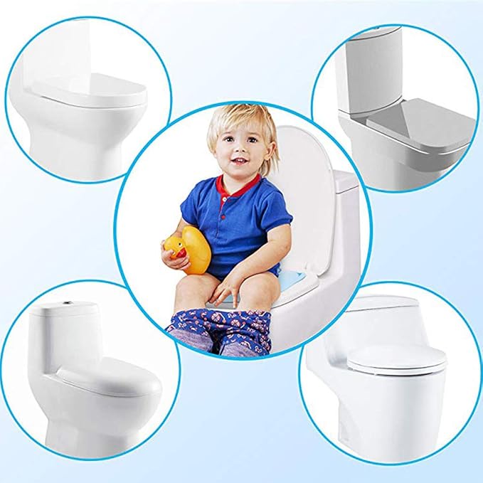 Upgraded Kids Folding Toilet Seat，Large Non Slip Silicone Pads Travel Portable Reusable Toilet Potty Training Seat Covers Liners with Carry Bag for Babies, Toddlers (Yellow)