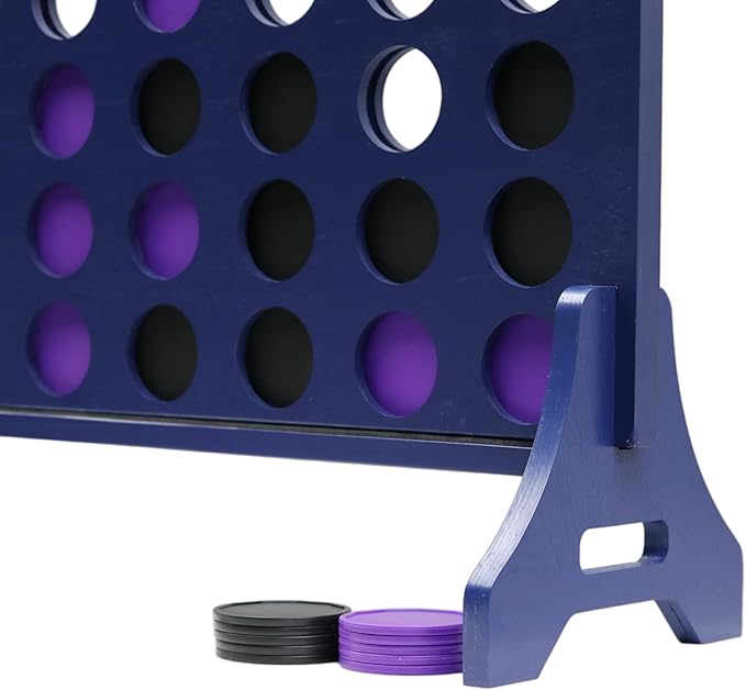 Tailgating Pros Premium Navy Giant Four in a Row with Carrying Case - Jumbo Oversized Outdoor Yard Game - Connect Multiple Pucks in a Row to Win - Many Puck Colors Available!
