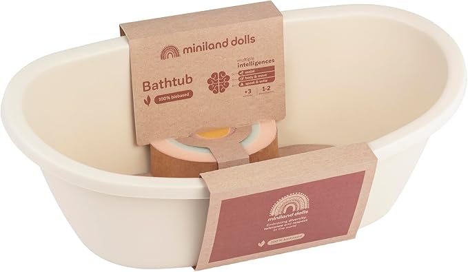 Miniland Doll Bathtub and Rainbow Sponge Set - Made in Spain, Quality, Imagination, Bathing, ECO